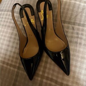 Christian Louboutin Glossy Black Slingback Heels